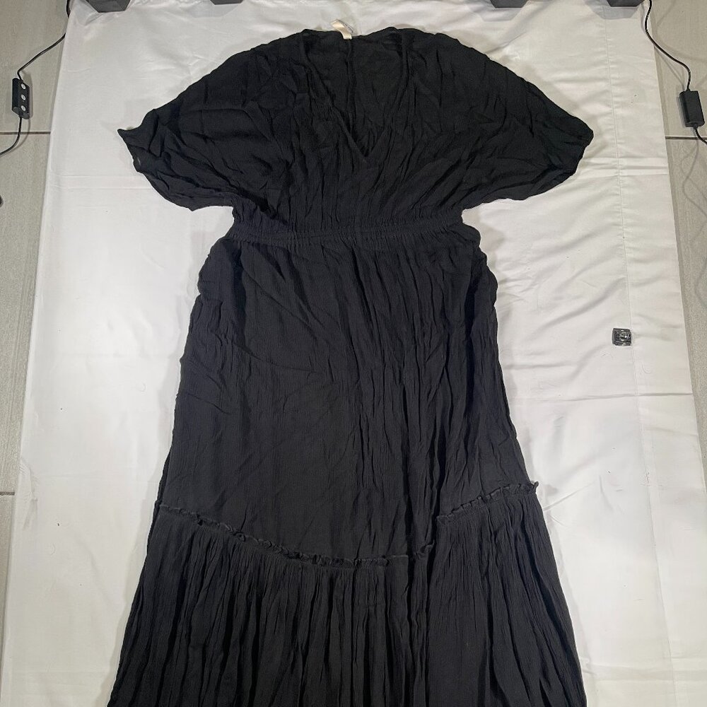 Elan Dress Thigh Slit Black Womens Size Medium